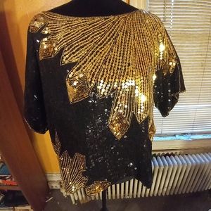 Ceecee Sequins Black and Gold Top Fully Lined